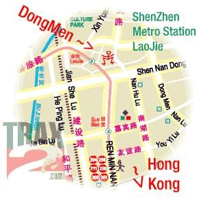 dongmen turg, Shenzhen kaart