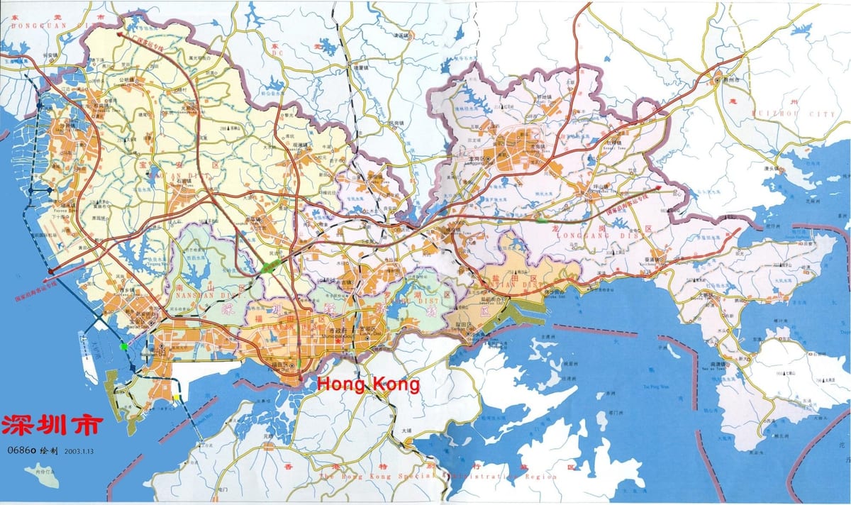 kaart Shenzhen ems Hiina