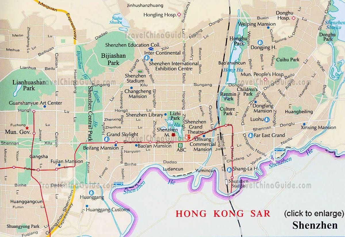 Shenzhen guangdong Hiina kaart