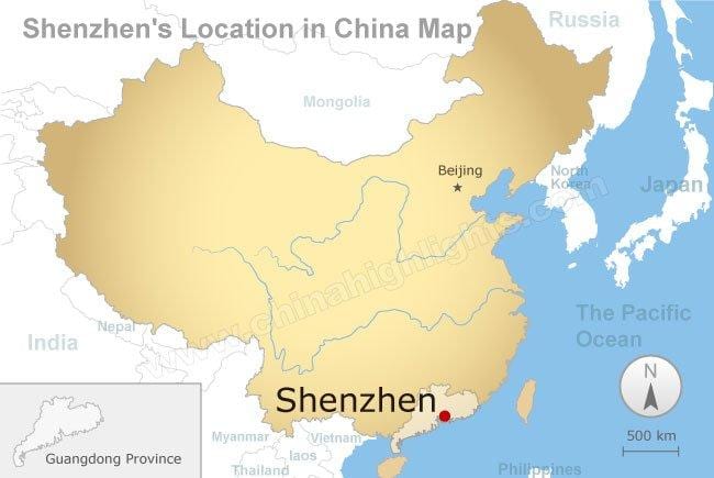 Shenzhen asukoht on Hiinas kaart
