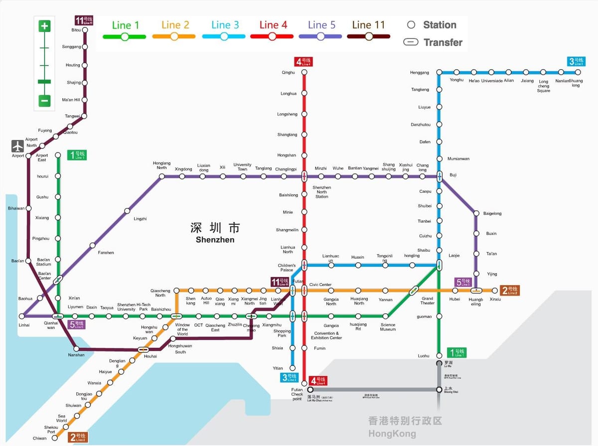 Shenzhen metro map 2016