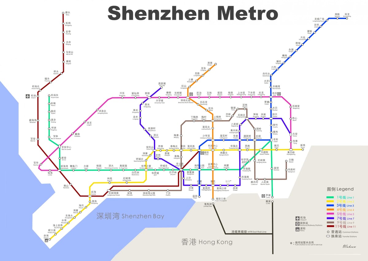 Shenzhen metroo kaart 2016