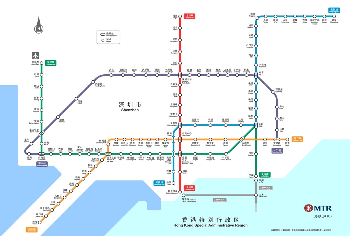 Shenzhen railway kaart