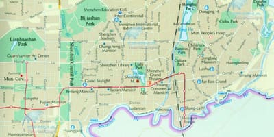 Kaart Shenzhen kesklinna